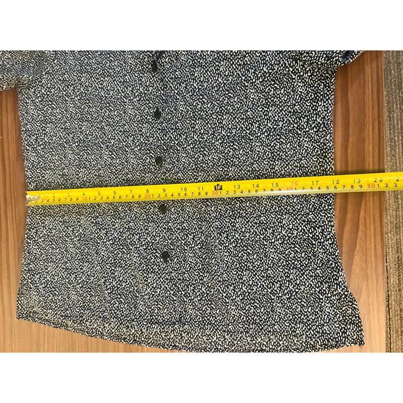 Notations Petite Medium Blouse Black White Short Sleeve Button Front Top - Picture 8 of 8